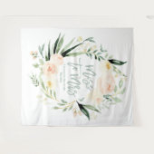 Tenture Mariage thème floral vert pêche Miss to Mrs (Devant (Horizontal))