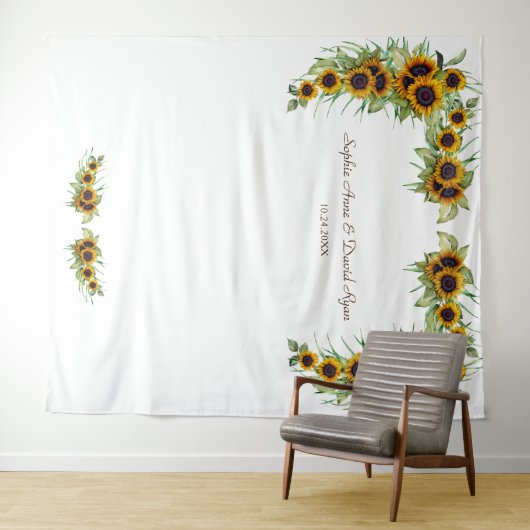 Tenture Mariage Tournesols Romantiques Bois Photobooth (En situation (horizontale))
