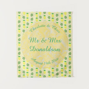 Tenture Mariage tropical d'été Ananas et feuilles de palmi