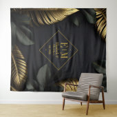 Tenture Mariage tropical noir et or (En situation (horizontale))