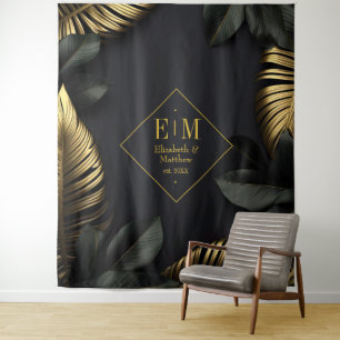 Tenture Mariage tropical noir et or