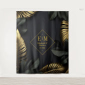 Tenture Mariage Tropical Noir et Or (Devant)