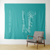 Tenture Mariage turquoise - Calligraphie simple et élégant (En situation (horizontale))