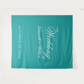 Tenture Mariage turquoise - Calligraphie simple et élégant (Devant (Horizontal))