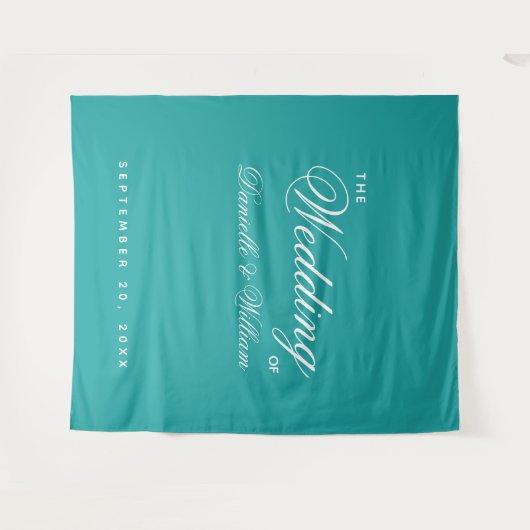 Tenture Mariage turquoise - Calligraphie simple et élégant (Devant (Horizontal))