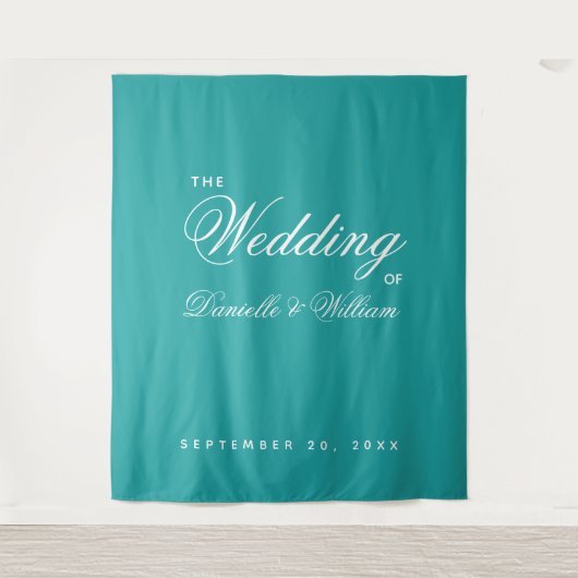Tenture Mariage turquoise - Calligraphie simple et élégant (Devant)
