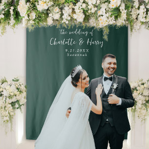 Tenture Mariage vert émeraude minimaliste arrière-plan pho