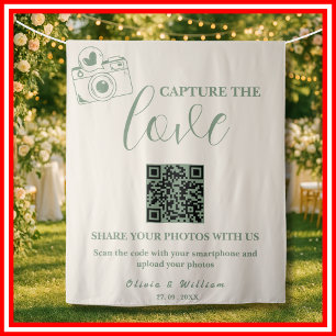Tenture Mariage Vert Sauge Capturez l'Amour Code QR