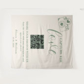 Tenture Mariage Vert Sauge | Capturez l'Amour Code QR (Devant (Horizontal))