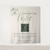 Tenture Mariage Vert Sauge | Capturez l'Amour Code QR (Devant)