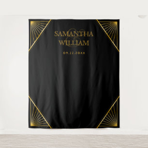 Tenture Mariage Vintage Élégant Art Déco Noir Or