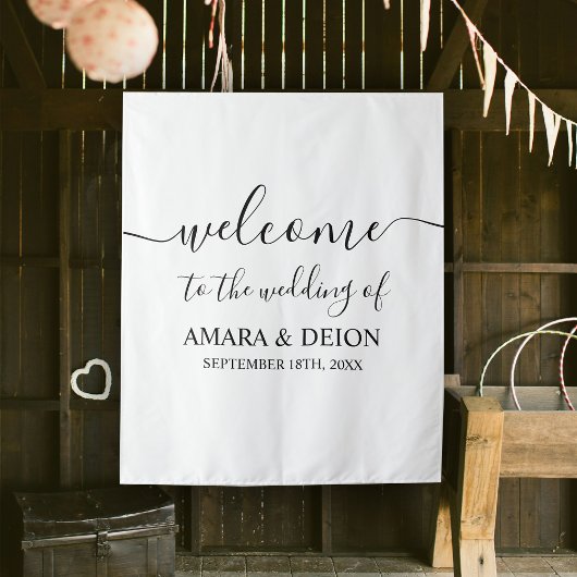 Tenture Mariage Welcome Script Calligraphie Élégant Signal