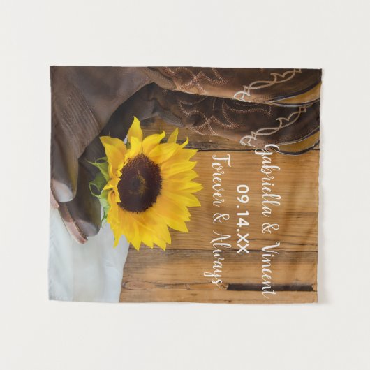 Tenture Mariage Western Tournesol Campagne Objet de Souven (Devant (Horizontal))