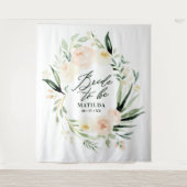 Tenture Mariée à venir florale aquarelle pêche et verte (Devant)