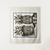 Tenture Mariés aloha tête de tiki ananas mariage  (Devant)