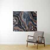 Tenture Marine Bleu Brown Marbre Agate Or Parties scintill (En situation (horizontale))