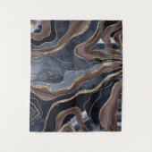 Tenture Marine Bleu Brown Marbre Agate Or Parties scintill (Devant)