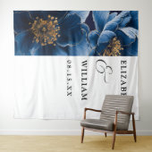 Tenture Marine Bleu Élégant Floral Mariage moderne Context (En situation (horizontale))