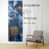 Tenture Marine Bleu Élégant Floral Mariage moderne Context (En situation)