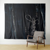 Tenture Marine bleu et Rose or marbre Artsy Mariage (En situation (horizontale))