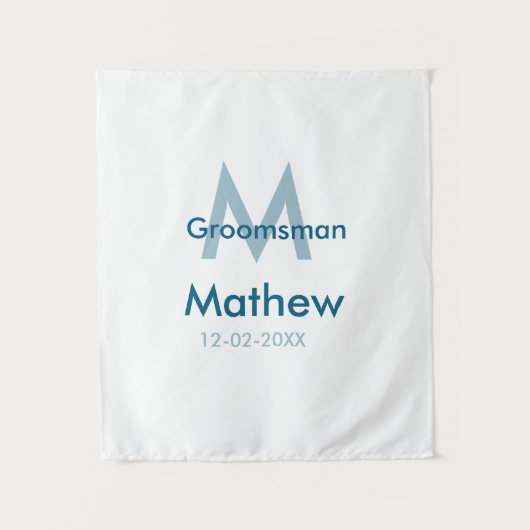 Tenture Marine bleu groomsman nom lettre date masculin par (Devant)