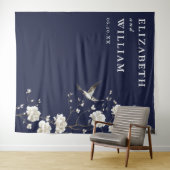 Tenture Marine Blue Chinoiserie Mariage Photo fond (En situation (horizontale))