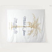 Tenture Marine Blue Gold Palm Tree Tropical Mariage fond (Devant (Horizontal))