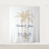 Tenture Marine Blue Gold Palm Tree Tropical Mariage fond (Devant)