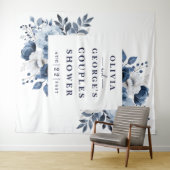 Tenture Marine Blue Pays Floral Couples Douche fond (En situation (horizontale))