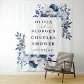 Tenture Marine Blue Pays Floral Couples Douche fond (En situation)