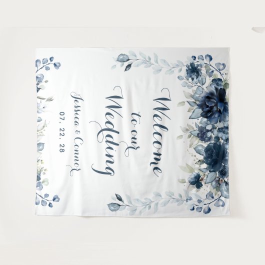 Tenture Marine Dusty Blue Eucalyptus Bienvenue À Notre Mar (Devant (Horizontal))