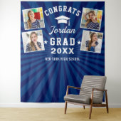 Tenture Marine moderne Bleu Graduation 4 Photo Booth Backd (En situation)