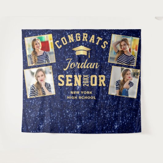 Tenture Marine moderne Bleu Graduation 4 Photo Booth Backd (Devant (Horizontal))