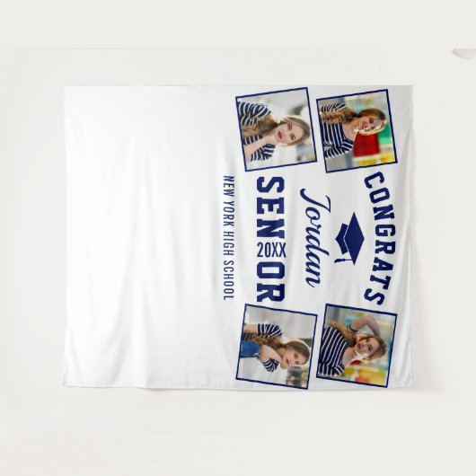 Tenture Marine moderne Bleu Graduation 4 Photo Booth Backd (Devant (Horizontal))