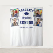Tenture Marine moderne Bleu Graduation 4 Photo Booth Backd (Devant)