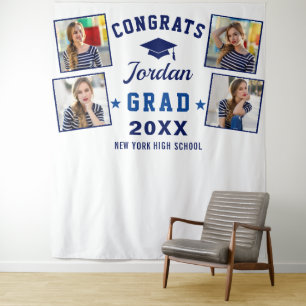 Tenture Marine moderne Bleu Graduation 4 Photo Booth Backd