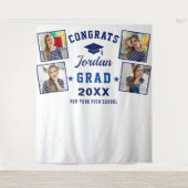 Tenture Marine moderne Bleu Graduation 4 Photo Booth Backd (Devant)