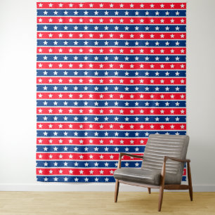 Tenture Marine Red & White Stars U.S.A. Tapestry Backdrop