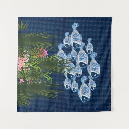 Tenture Marine texturé, poisson, corail rose (Devant (Horizontal))