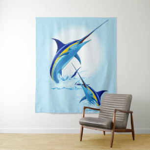 Tenture Marlin Bleu Jaillissant de l'Océan