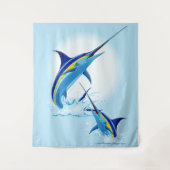 Tenture Marlin Bleu Jaillissant de l'Océan (Devant)
