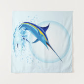 Tenture Marlin Bleu Jaillissant de l'Océan (Devant (Horizontal))