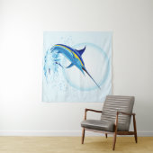 Tenture Marlin Bleu Jaillissant de l'Océan (En situation (horizontale))