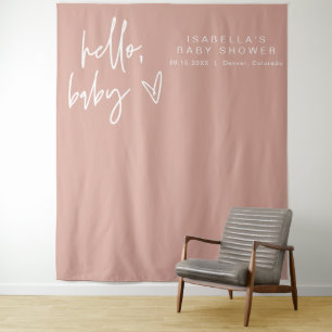 Tenture MARLO Bohemian Blush Rose Hello Baby shower
