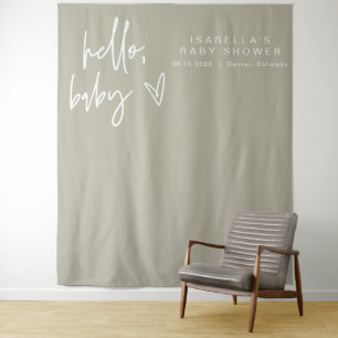 Tenture MARLO Boho Bonjour Sage Green Baby shower Tapisser