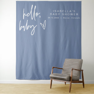 Tenture MARLO Modern Boho Hello Baby Baby shower bleu