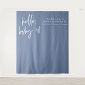 Tenture MARLO Modern Boho Hello Baby Baby shower bleu (Devant)