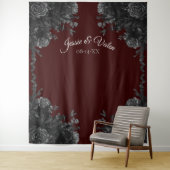 Tenture Maroon Black Grey Rose Mariage gothique (En situation)