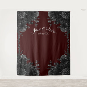Tenture Maroon Black Grey Rose Mariage gothique
