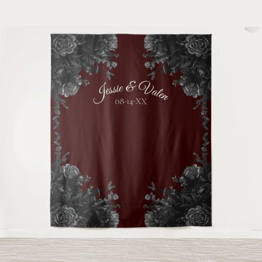 Tenture Maroon Black Grey Rose Mariage gothique (Devant)